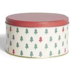 Gifi Conservation Alimentaire^Boîte ronde en métal Ø13,5cm motif sapin vert et rouge