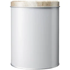 Gifi Conservation Alimentaire^Boîte ronde en métal gris avec couvercle effet bois