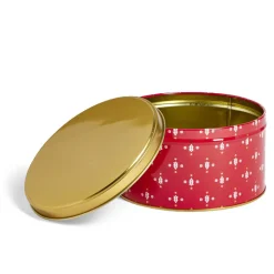 Gifi Conservation Alimentaire^Boîte ronde en métal rouge irisé et doré Ø13,5xH7cm