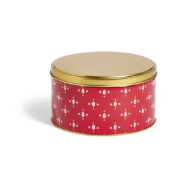 Gifi Conservation Alimentaire^Boîte ronde en métal rouge irisé et doré Ø13,5xH7cm