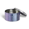 Gifi Conservation Alimentaire^Boîte ronde en métal violet irisé et gris argenté Ø13,5xH7cm