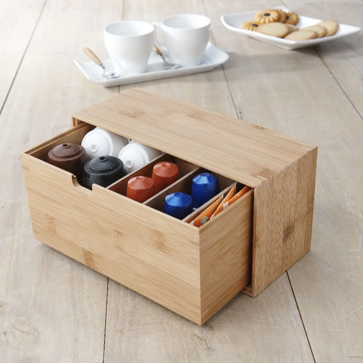 Gifi Conservation Alimentaire^Boîte tiroir à dosettes bambou naturel