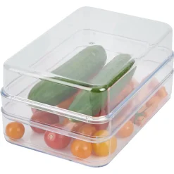 Gifi Rangement De Cuisine^Boîte transparente à 2 niveaux pour frigo 2,5L - L.21,5x14,5xH10,5cm