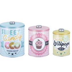 Gifi Conservation Alimentaire^Boîte vintage encastrable bleue rose et jaune x3
