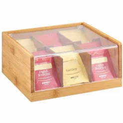 Gifi Conservation Alimentaire^Boîtes à thé en bambou avec couvercle transparent