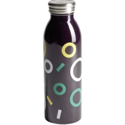 Gifi Conservation Alimentaire^Bouteille isotherme acier noir motif rond 500ml Ø6,7xH21,8cm