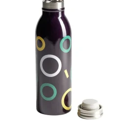 Gifi Conservation Alimentaire^Bouteille isotherme acier noir motif rond 500ml Ø6,7xH21,8cm