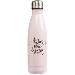 Gifi Conservation Alimentaire^Bouteille isotherme inox rose inscription Drink more water 500 ml