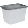 Box de rangement A4 transparente couvercle gris poignées clips 18 L Rangement