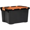 Best Box de rangement brico noir avec couvercle orange à double ouverture 34L Rangement