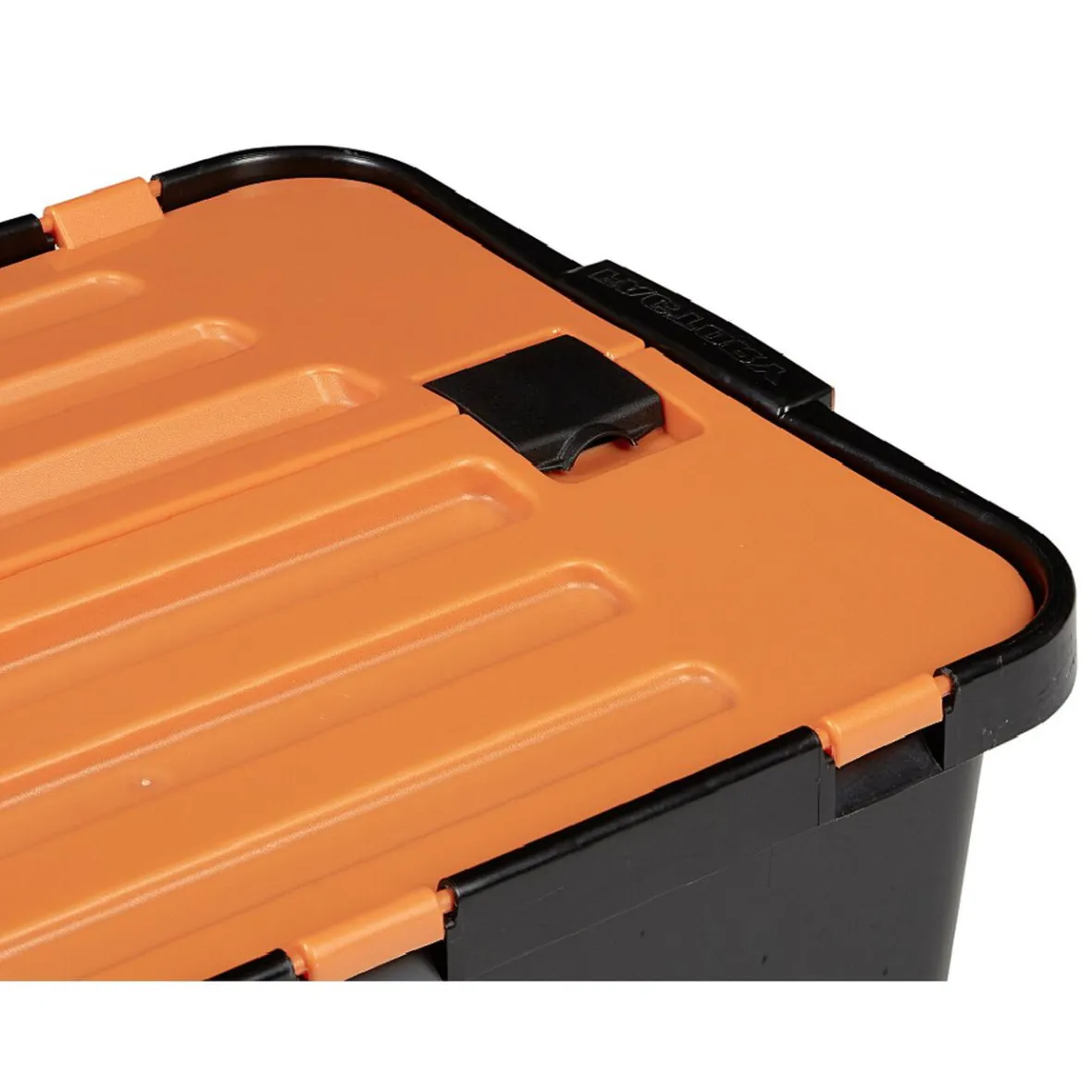 Best Box de rangement brico noir avec couvercle orange à double ouverture 34L Rangement