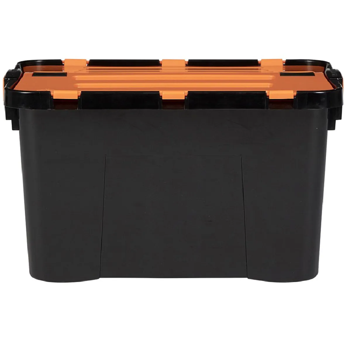 Best Box de rangement brico noir avec couvercle orange à double ouverture 34L Rangement