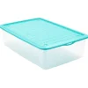 Box de rangement dessous de lit transparent couvercle bleu 27L Rangement