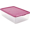 Best Box de rangement dessous de lit transparent couvercle rose 27L Rangement