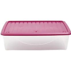 Best Box de rangement dessous de lit transparent couvercle rose 27L Rangement