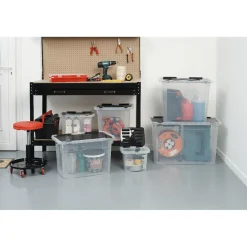 Box de rangement en plastique avec fermeture clips 100 L Rangement