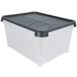 New Box de rangement hermétique 33 L transparent et gris Entretien Du Linge