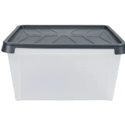 New Box de rangement hermétique 33 L transparent et gris Entretien Du Linge