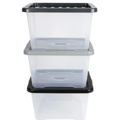 Box de rangement plastique transparent 28 L x3 Rangement