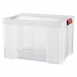 Best Box de rangement transparente couvercle clips rouge 45 L Rangement