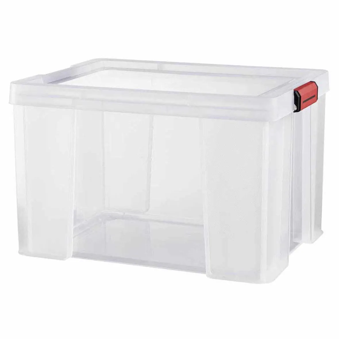 Best Box de rangement transparente couvercle clips rouge 45 L Rangement