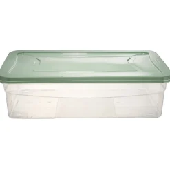 Box dessous de lit transparent et vert 30L Rangement