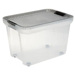 Box multi directionnelle transparente couvercle gris 50 L Rangement