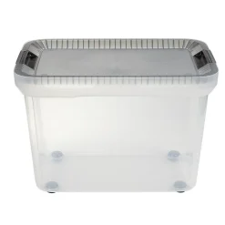 Box multi directionnelle transparente couvercle gris 50 L Rangement