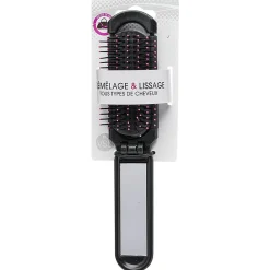 Brosse de poche rétractable avec miroir pour démélage et lissage^Gifi Discount