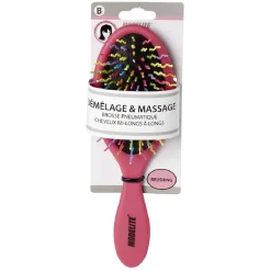 Brosse pneumatique ovale picots perlés pvc multicolore fuchsia^Gifi