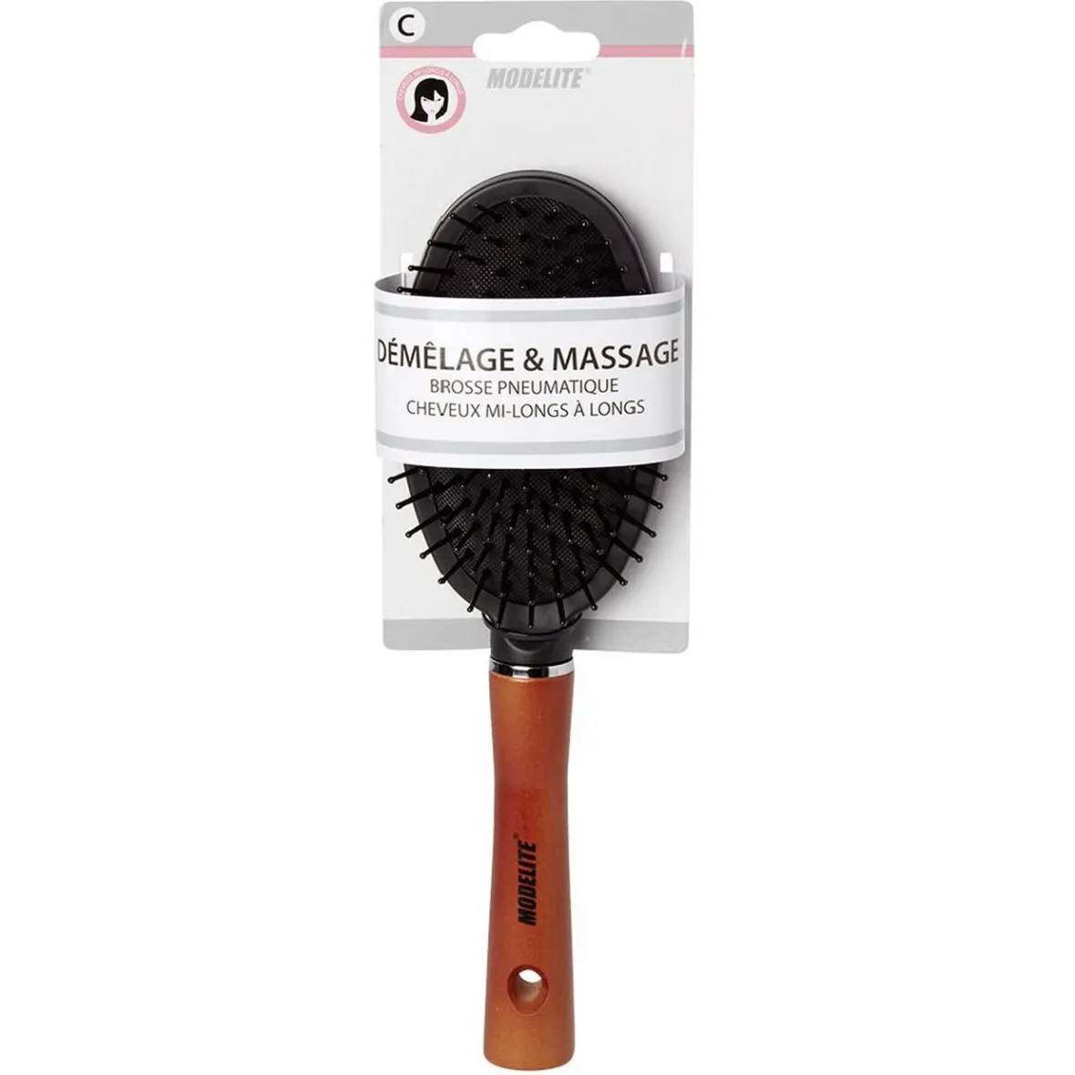 Brosse pneumatique picots perlés manche en bois^Gifi Hot