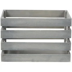 Caisse de rangement en bois gris Rangement