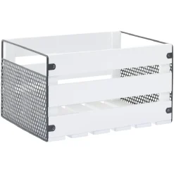 Caisse de rangement en bois et métal - L32,5 x l18 x H24 cm Rangement
