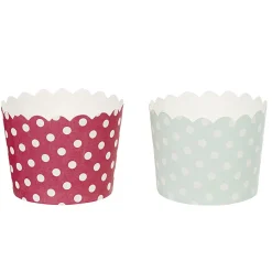Gifi Cuisson^Caissette à muffin en carton rose vert décor pois blanc x25