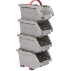Best Casier de rangement superposable gris et rouge x4 Rangement