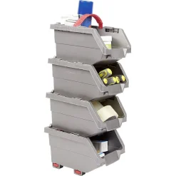 Best Casier de rangement superposable gris et rouge x4 Rangement