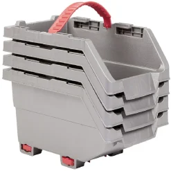 Best Casier de rangement superposable gris et rouge x4 Rangement