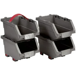 Best Casier de rangement superposable gris et rouge x4 Rangement