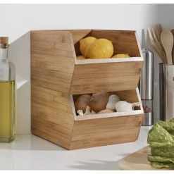 Gifi Rangement De Cuisine^Casier en bambou empilable