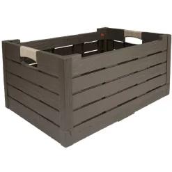 Casier pliant 60 L plastique finition bois marron Rangement