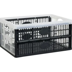 Casier pliant 32L noir et blanc Rangement