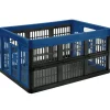 Casier pliant 45L plastique bleu et noir Rangement