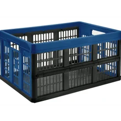 Casier pliant 45L plastique bleu et noir Rangement