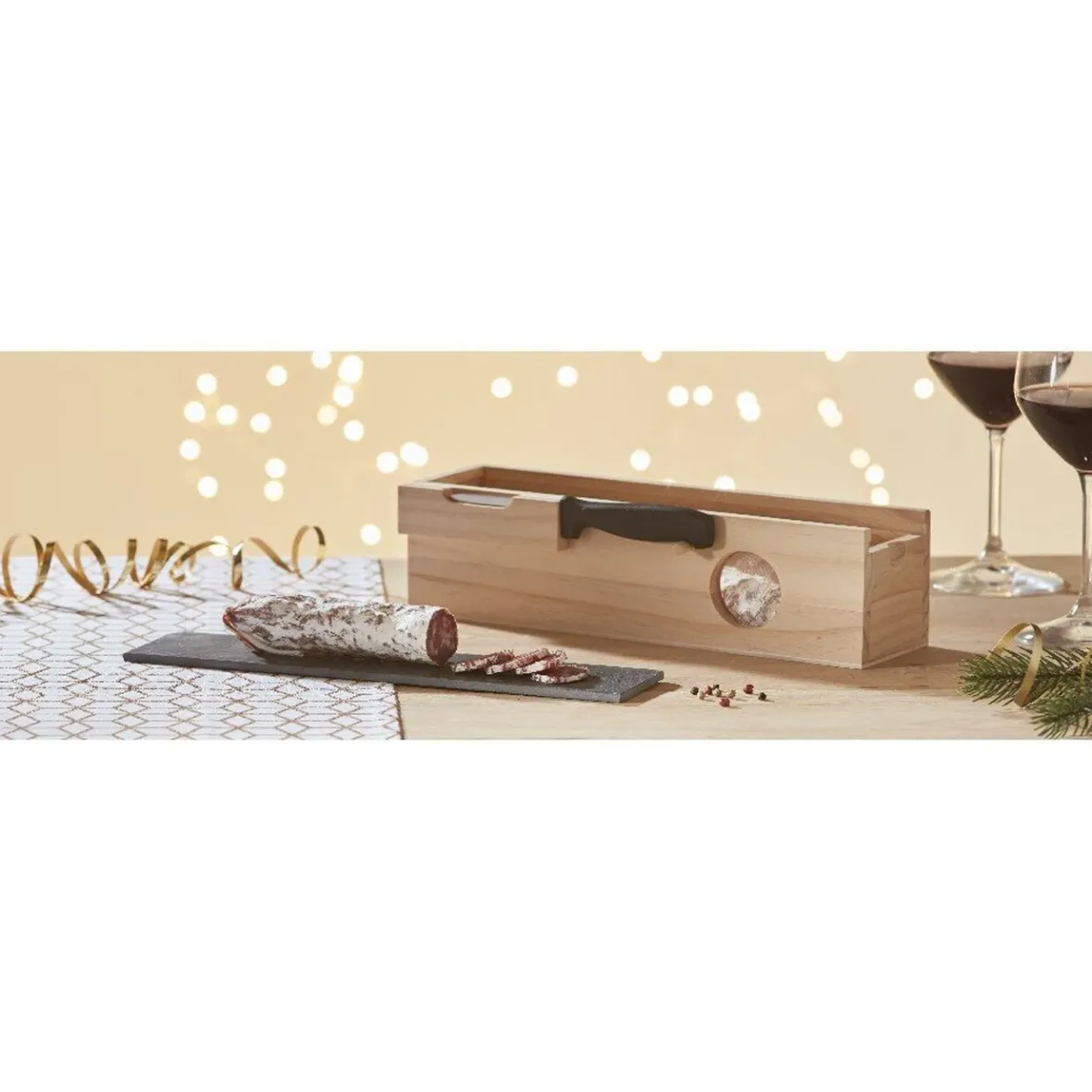 Gifi Préparation Culinaire^Cave à saucisson avec couteau