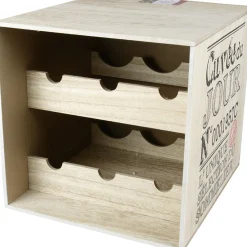 Gifi Rangement De Cuisine^Cave à vin en bois pour 6 bouteilles