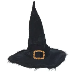 Chapeau de sorcière noir à poils avec ornement doré^Gifi Outlet