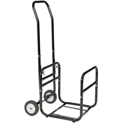 Chariot avec panier à bûches en métal noir^Gifi