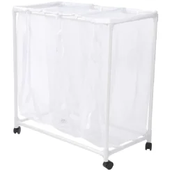 Online Chariot buanderie sur roulettes 3 filets blancs Entretien Du Linge