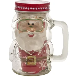 Gifi Préparation Culinaire^Chope en verre père Noël avec cookies et sucre d'orge