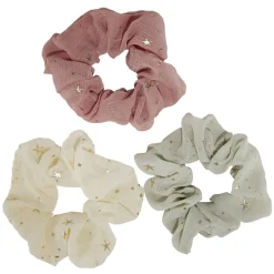 Chouchou beige/vert/rose imprimé étoile doré Ø10cm x3^Gifi Discount